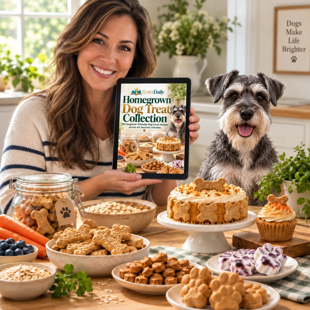 The Homegrown digital collection with a home baker and gray white-chested schnauzer