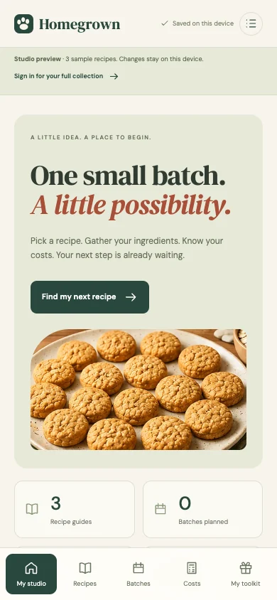 Actual Treat Studio recipe and batch workspace