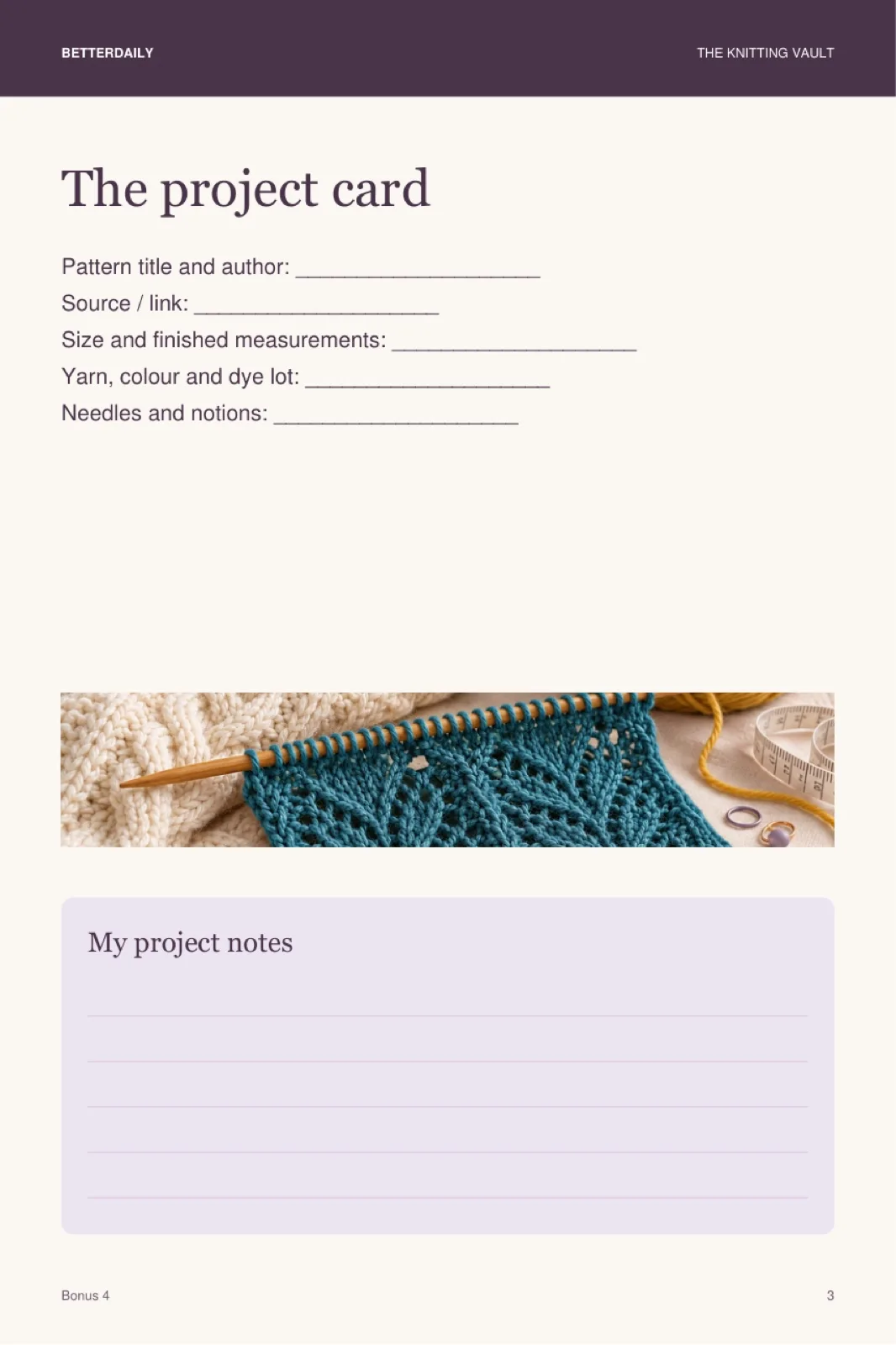The project card