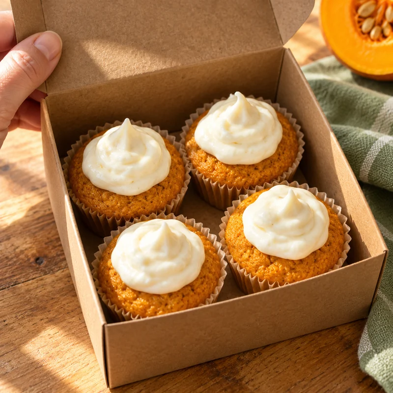 Pumpkin Cream-Cap Pupcakes, PC-16, presented in a small box
